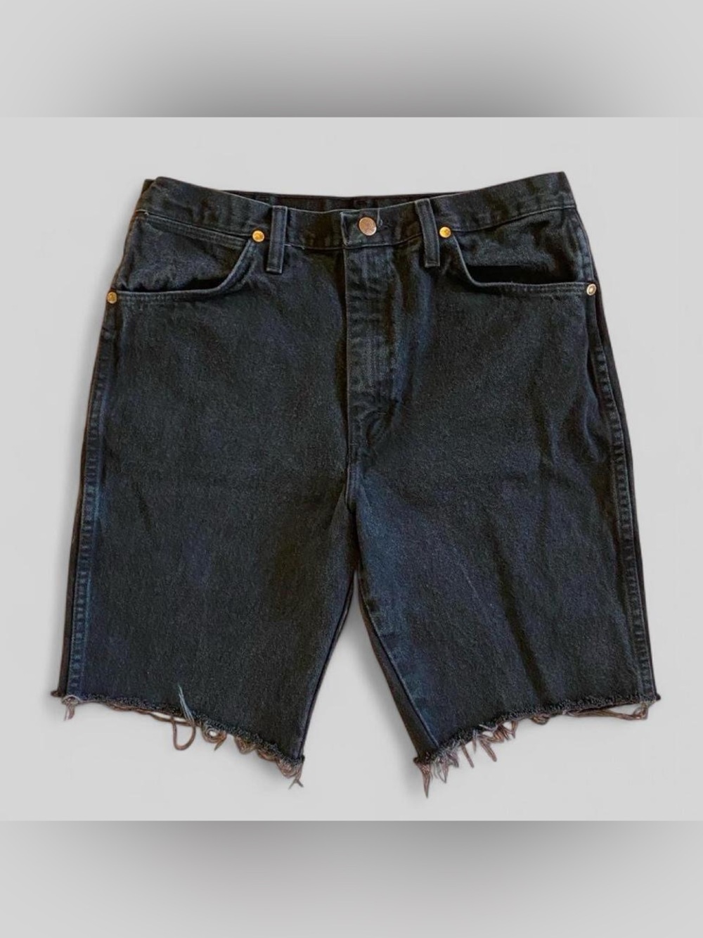 Vintage Wrangler Cowboy Cut Black Denim Jorts High Rise 33